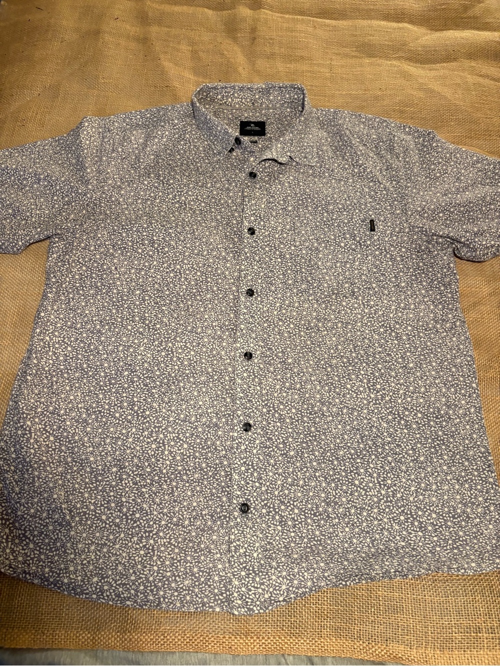 Rip Curl Men's Navy and White Micro-Print Button Down Shirt